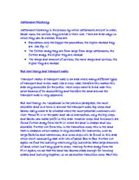 Settlement Hierarchy Project - GCSE Geography - Marked by Teachers.com