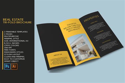 Trifold Real Estate Printable Brochure |Templates PSD/AI A4