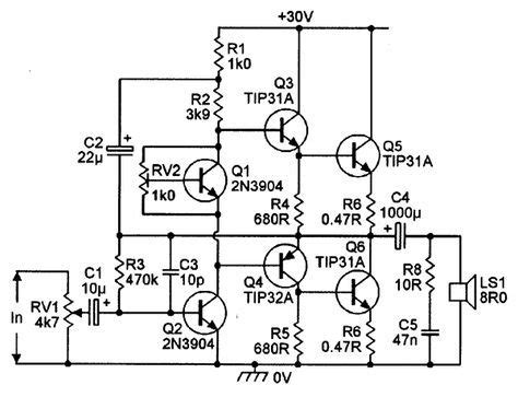 10 watt audio amplifier. | Audio amplifier, Electronic schematics ...