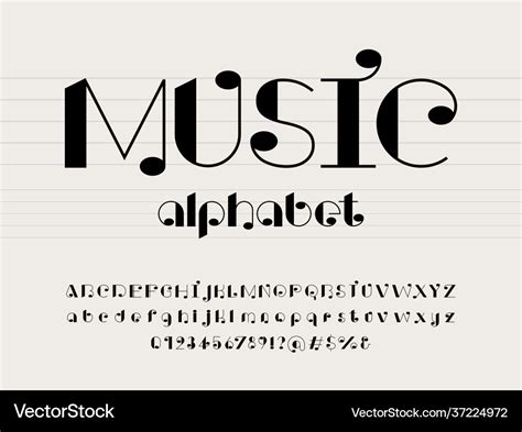 Music font Royalty Free Vector Image - VectorStock