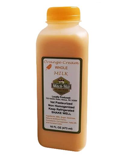 Orange Cream Whole Milk - Mitch-Hill Dairy Farm and Creamery