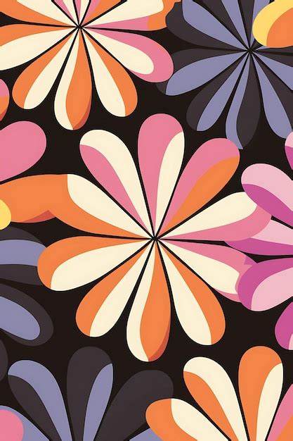 Premium AI Image | Retro 70s Flower Pattern