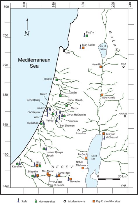 Distribution map of steles found at Chalcolithic settlements and burial ...