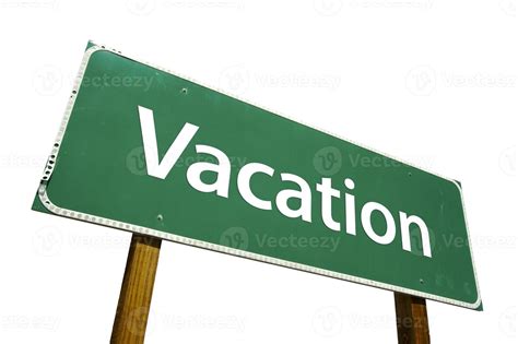 Vacation Green Road Sign 16354949 Stock Photo at Vecteezy