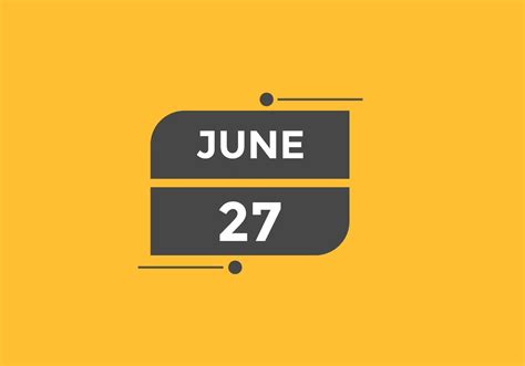 june 27 calendar reminder. 27th june daily calendar icon template ...