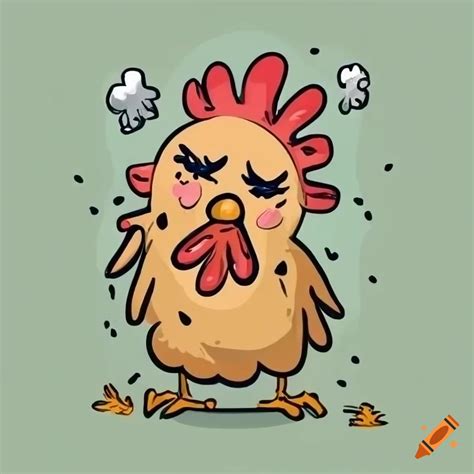 Cartoon drawing of a sick chicken