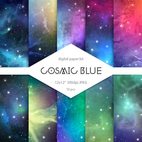 Instant Download Blue Cosmic Background. Outer Space Pictures. Galaxy ...