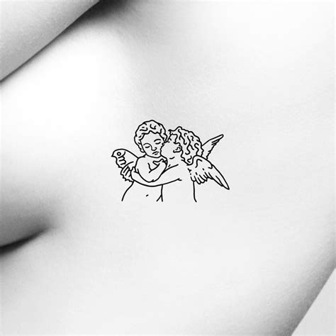 Cherub Angels Kissing Outline Temporary Tattoo / Angels Fake Tattoo / Religious Tattoo / God ...