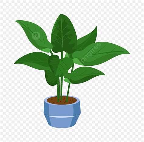 Potted Plant Clipart Transparent Background, Green Plant Potted Cartoon ...