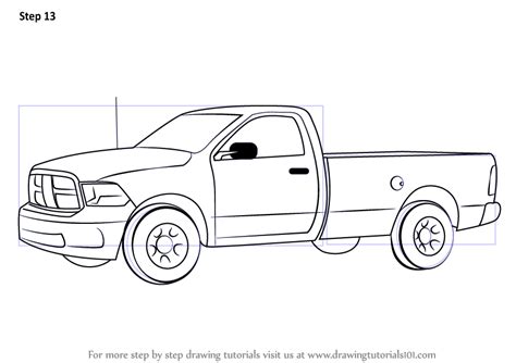 Step by Step How to Draw a Pickup Truck : DrawingTutorials101.com