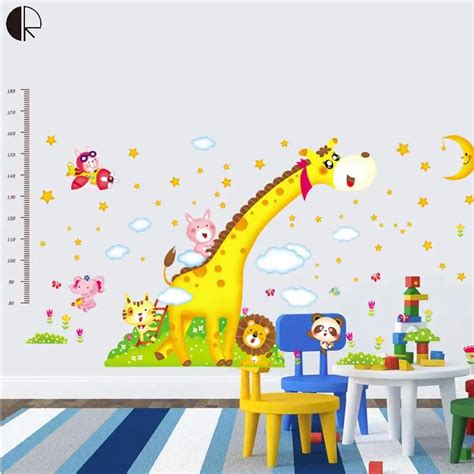 New Design Cartoon Kids Wall Stickers Small Animal Cartoon Children Height Stickers Wall Decals ...