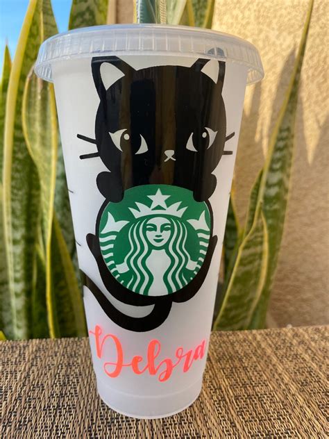 Black Cat Cat Mom Kitten Starbucks Cup | Etsy