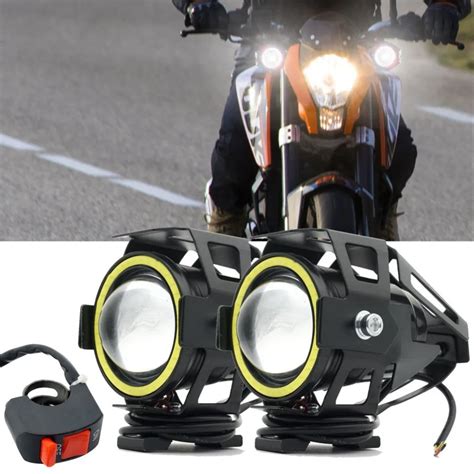 Welback LED Motorcycle Lights White Halo Angel Eyes Headlights Truck ...