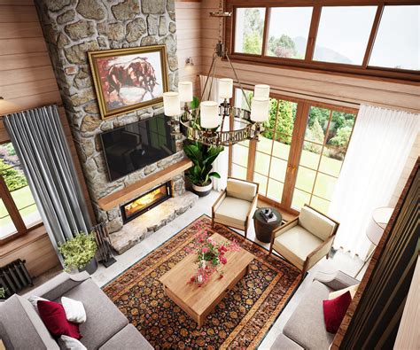 wooden cottage interior | CGTrader