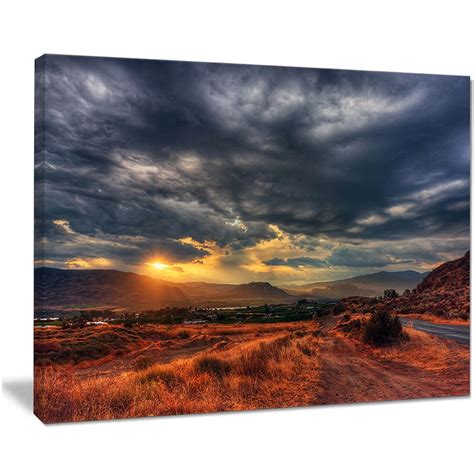 Designart "Beautiful Sunrise in Osoyoos" Extra Large Landscape Art ...