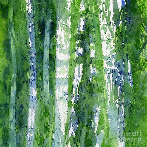 Birch Trees Abstract Painting by Sharon Freeman