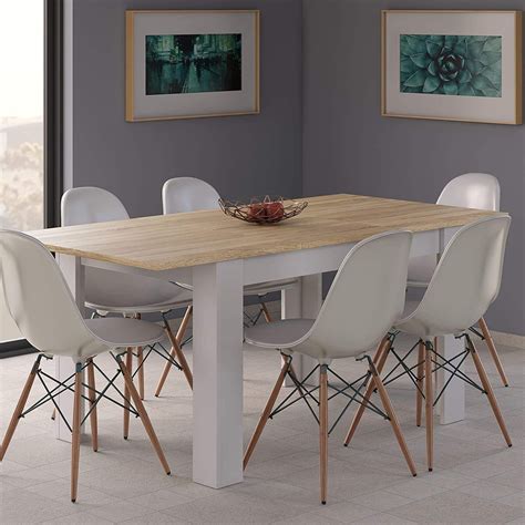 HABITMOBEL Conjunto 6 Sillas con Mesa de Comedor Extensible, Medidas ...