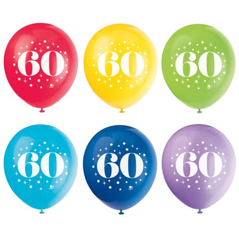 Milestone Number 60 12″ Latex Balloons, 6ct - The Party Warehouse