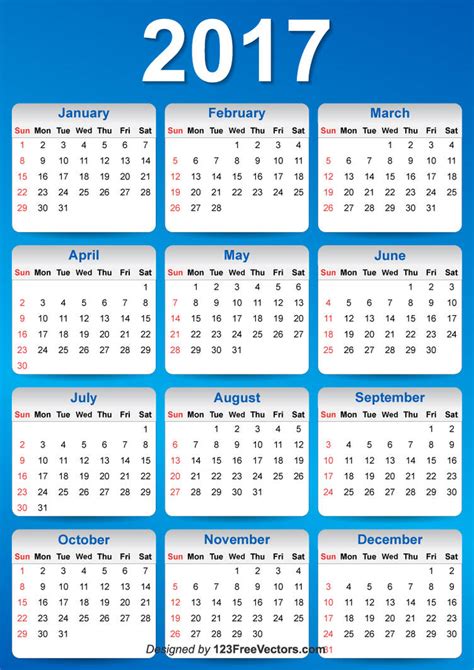 Vector Blue 2017 Calendar Design by 123freevectors on DeviantArt
