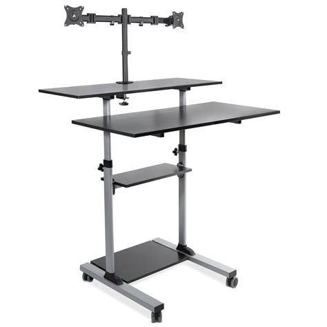 Mount-It! Mobile Standing Desk with Dual Monitor Mount | 40 Inch Wide ...