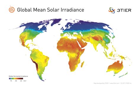 World Solar Insolation Map - Tourist Map Of English