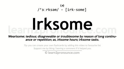 Pronunciation of Irksome | Definition of Irksome - YouTube