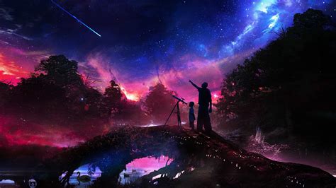 Wallpaper : forest, fantasy art, galaxy, sky, artwork, stars, nebula, atmosphere, universe ...