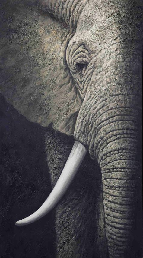 2017 Elephant Oil Painting Grand Elephant Tooth Painting Handmade Oil ...