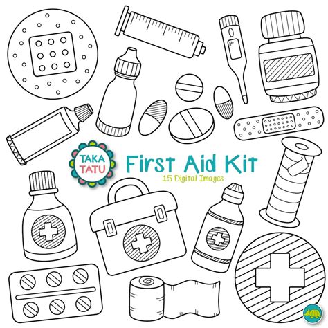 First Aid Kit Digital Stamp First Aid Clipart / Medical Kit Clipart ...