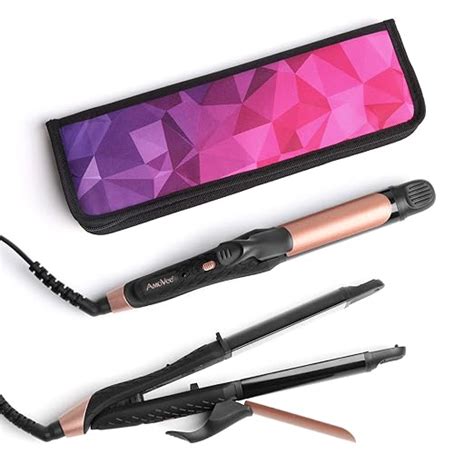 AMOVEE 2 in 1 Mini Flat Iron Curling Iron Travel Hair Straightener with ...