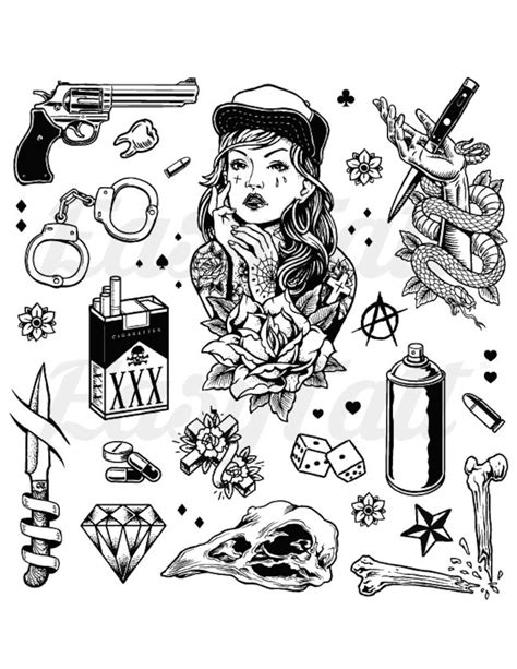 Gangster Temporary Tattoos Thug Temporary Tattoos Gang - Etsy