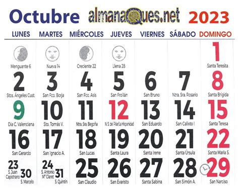 calendario 2023 con santoral y lunas | Calendario con santoral, Santoral, Calendario