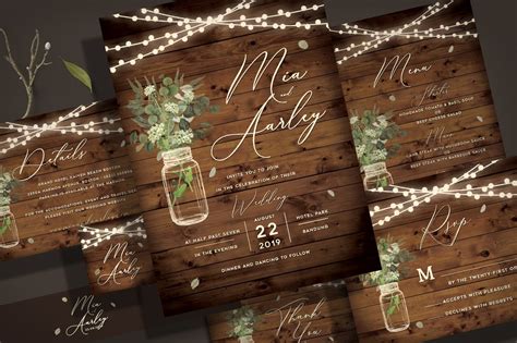 Rustic Wedding Invitation Set | Invitation Templates ~ Creative Market