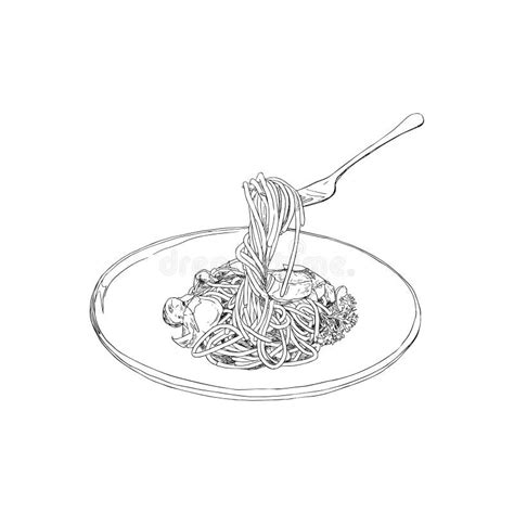 Spaghetti sketch vector. stock vector. Illustration of chili - 91832953