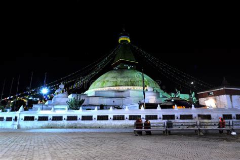 Boudhanath Stupa At Night, Nepal Stock Image - Image of bodhnath ...