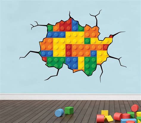 LEGO BRICKS Style CRACKED WALL EFFECT Decal WALL STICKER Home Decor Art Mural | Lego wall, Wall ...