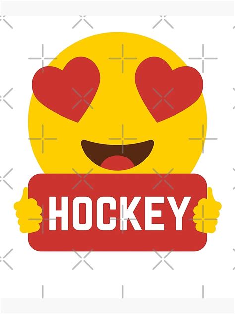 "I love HOCKEY Heart Eye Emoji Emoticon Funny HOCKEY SHIRT players Graphic Tee T shirt" Poster ...