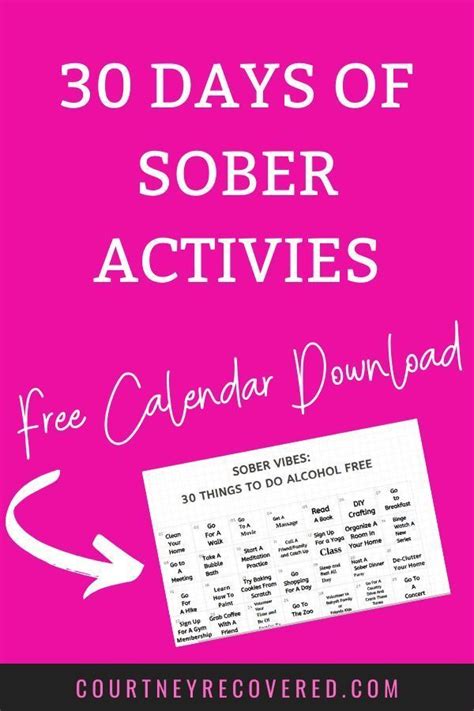 30 Days of Sober Activities Challenge Calendar. How to get sober ...