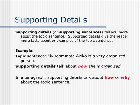 Writing a Paragraph The Topic Sentence Supporting Details - ppt download