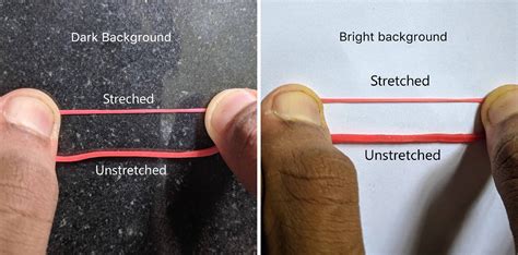 newtonian mechanics - Why does a rubber band become a lighter color when stretched? - Physics ...