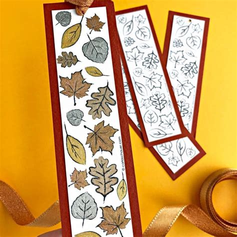 Easy Fall Leaf Printable Coloring Bookmarks - Carla Schauer Designs