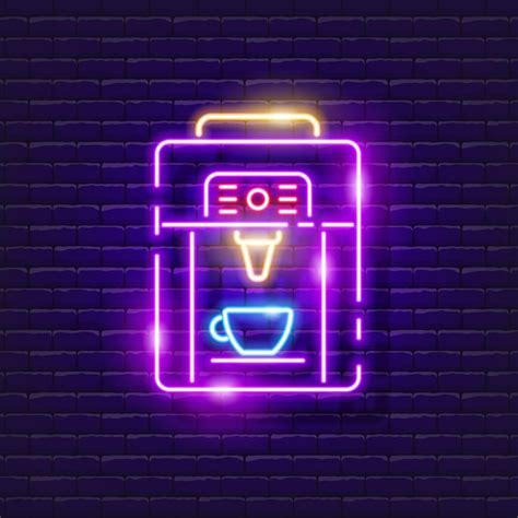Premium Vector | Coffee machine neon sign coffee making equipment glowing icon vector ...
