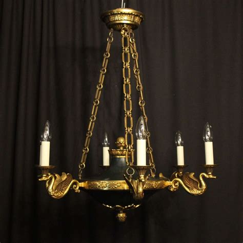 French Bronze Empire 6 Light Antique Chandelier in Antique Chandeliers