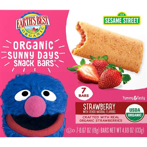 Earth's Best Organic Sesame Street Strawberry Sunny Days Snack Bars, 7 Count, 4.69 oz. Box ...