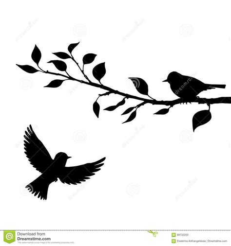 Birds at tree silhouettes stock vector ... | Tree silhouette, Birds, Stock vector