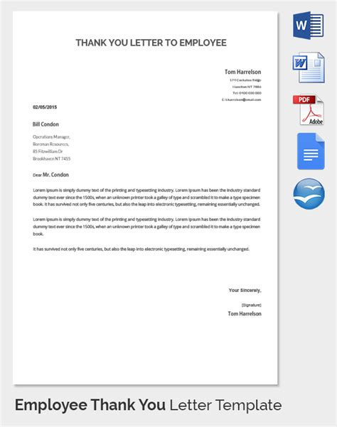 Employee Thank You Letter Template - 29+ Free Word, PDF, Documents ...