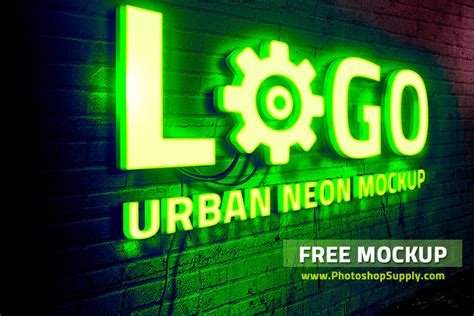 (FREE) Neon Sign Mockup - Photoshop Supply
