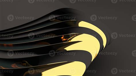 Abstract gold on black wallpaper 3d render. Elegant dark luxury background. Paper 3d gradient ...