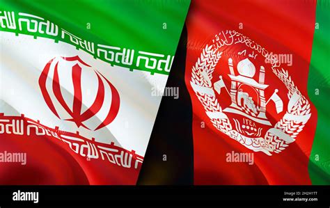 Iran and Afghanistan flags. 3D Waving flag design. Afghanistan Iran ...