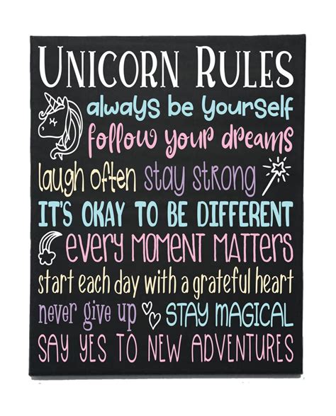 Unicorn Motivational Quotes Painted Canvas For Nursery Or | Etsy